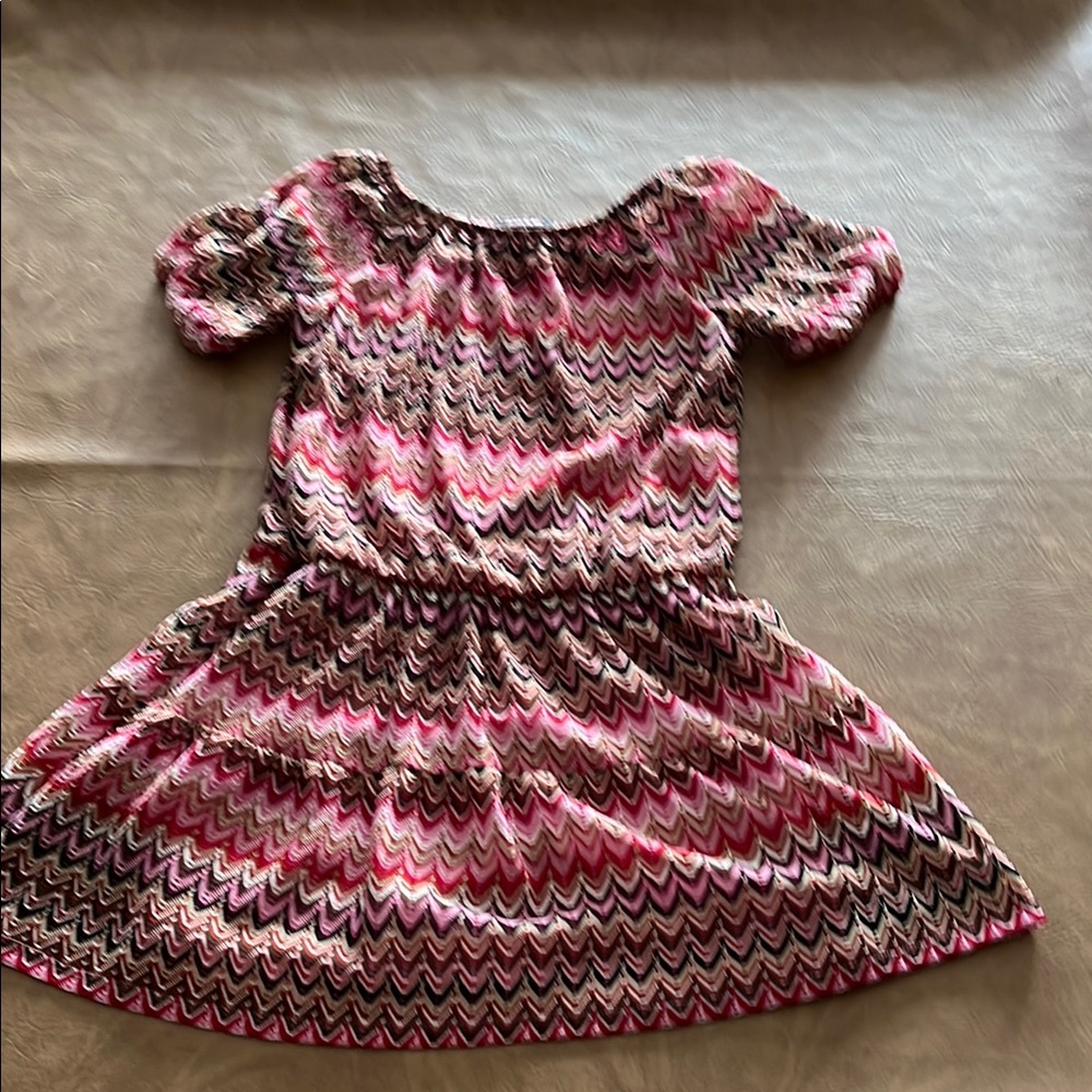 My Michelle Brand Pink and Black Zigzag Kids Dress size 14